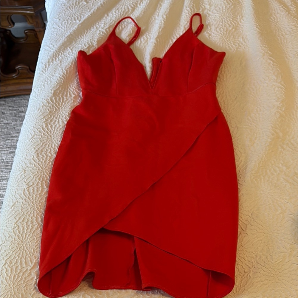 Lulu's Red Asymmetrical Bodycon Dress